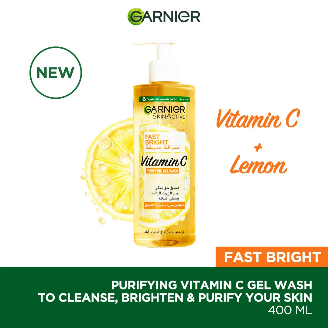 Garnier Fast Bright Vitamin C Brightening Purifying Face Gel Wash (400mL) Gallery