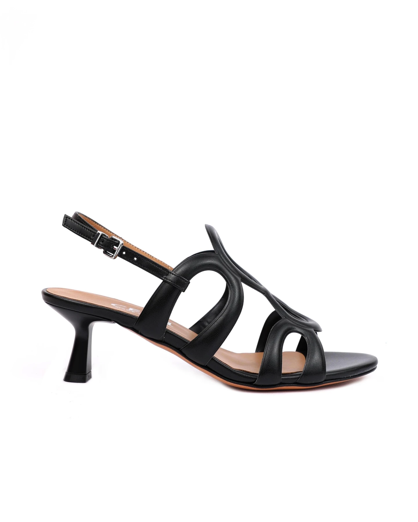 Leather Slingback Sandals with Sculptural Straps and Kitten Heel Gallery