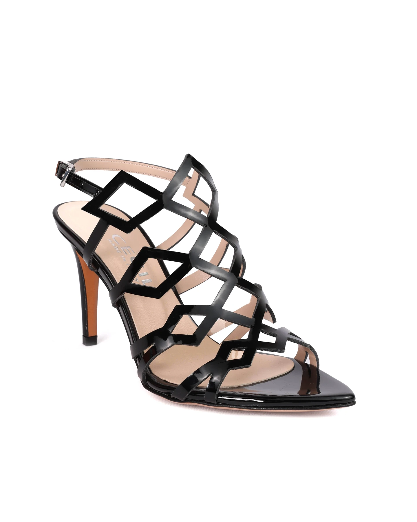 Geometric Strappy Sandals with Stiletto Heel Gallery