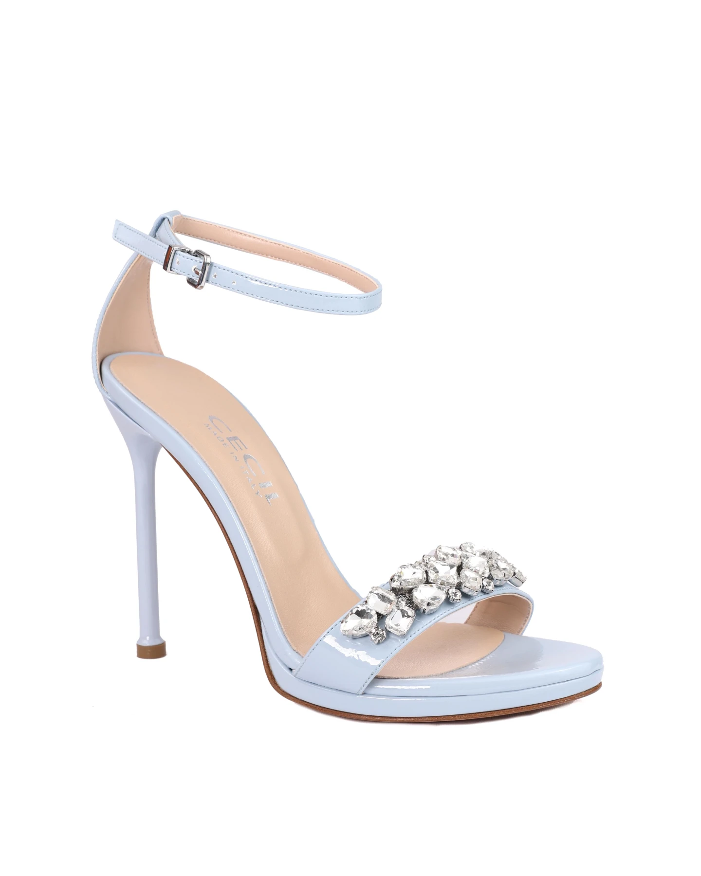 Leather Ankle Strap Sandals with Crystal Embellishment Gallery