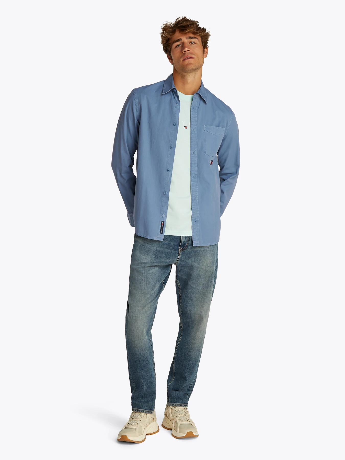 Regular Fit Washed Twill Long Sleeve Shirt Gallery