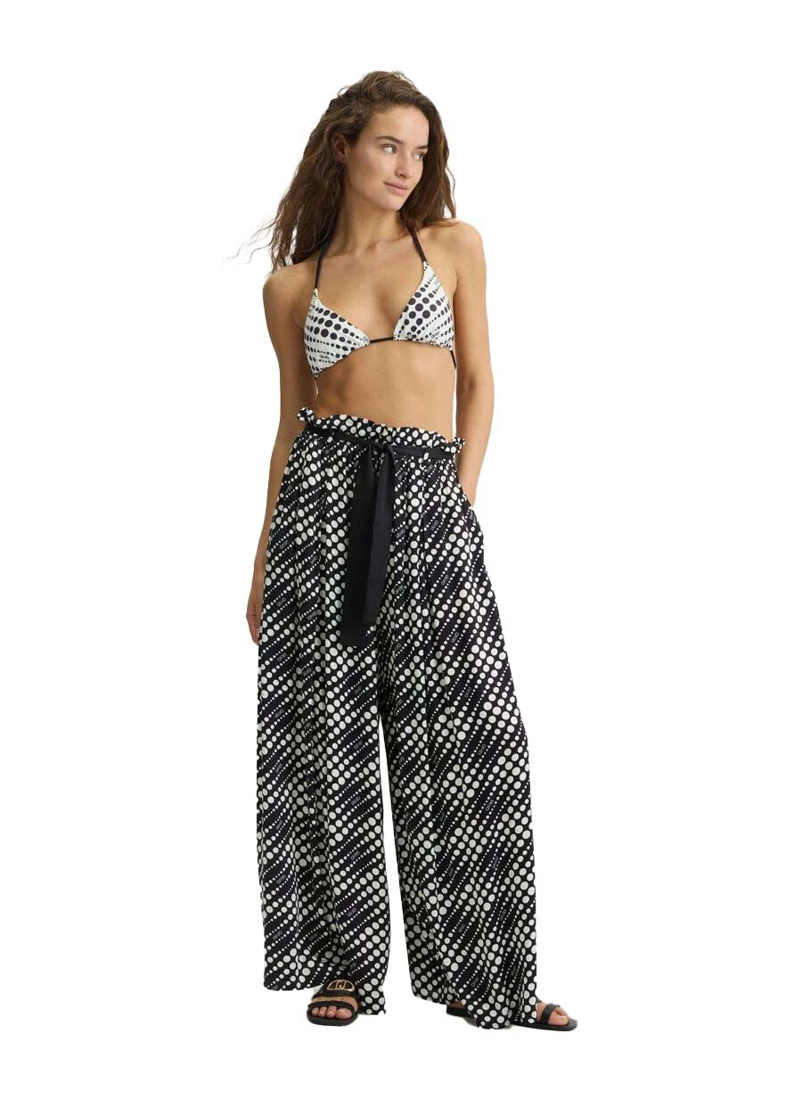 Polka-dot print with all-over logo palazzo Trousers Gallery
