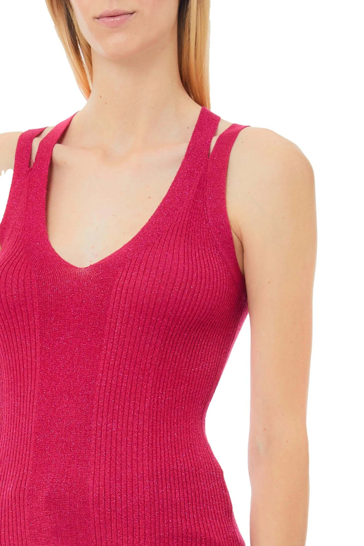 Viscose and lurex blend knit top Gallery