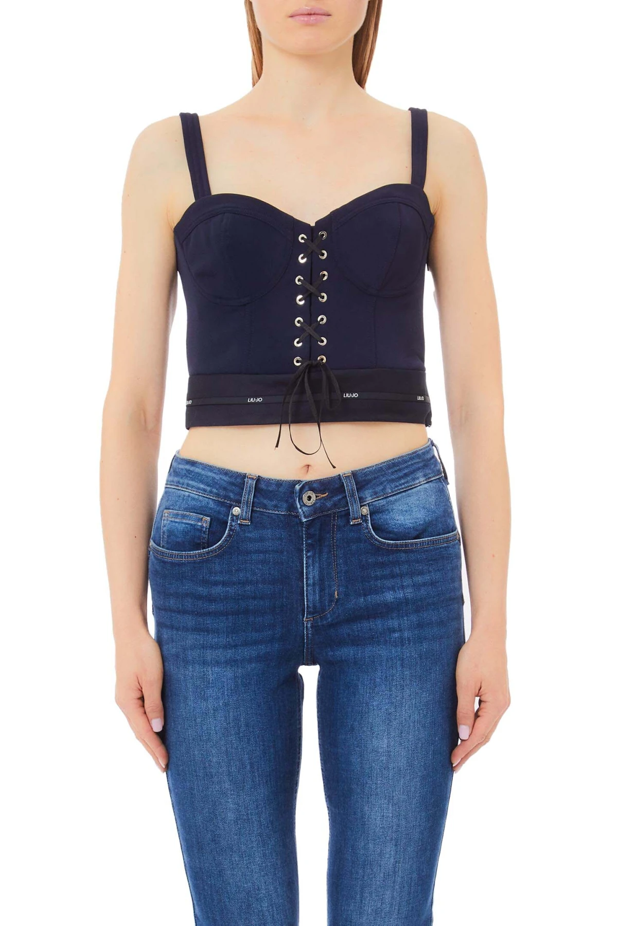 Sleeveless Crop Top with front Laces Gallery