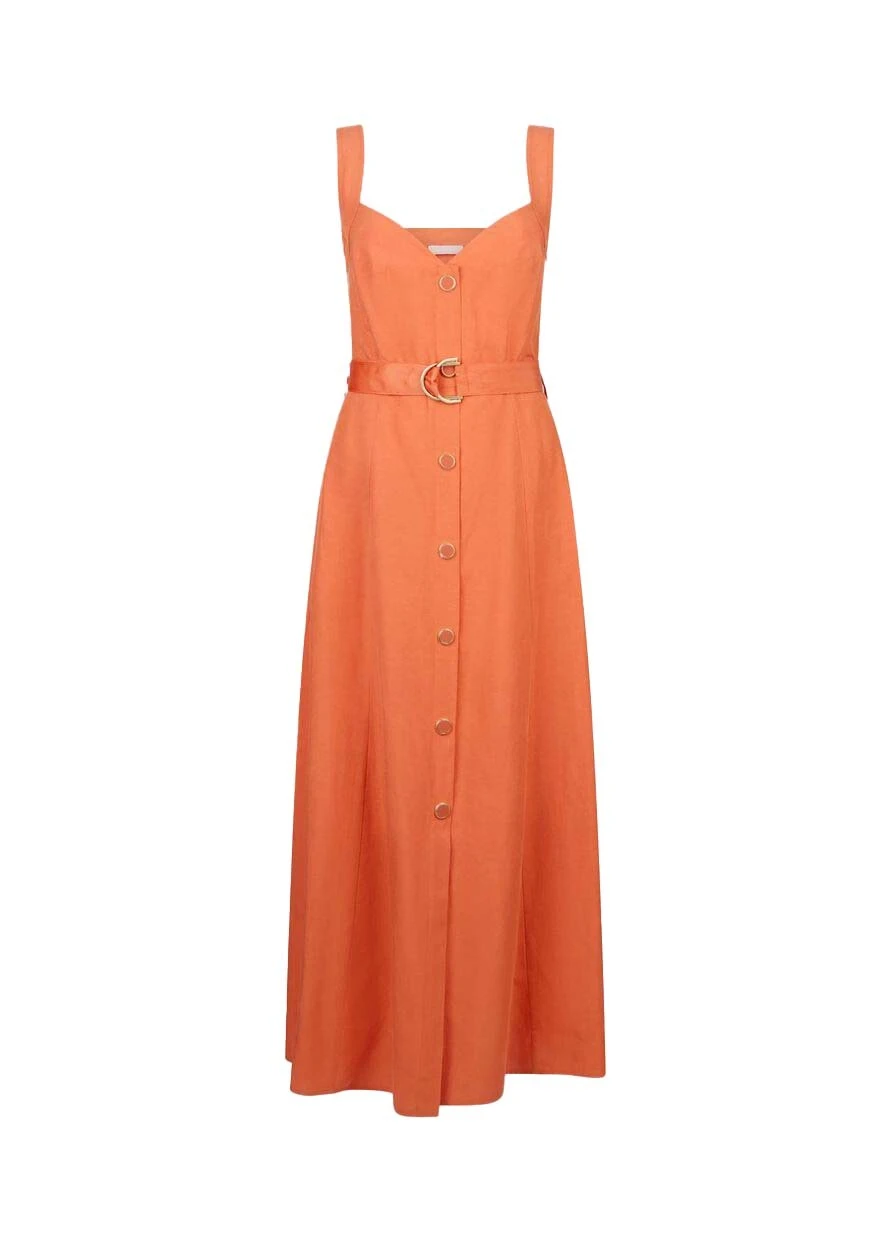 Long linen-blend dress Gallery