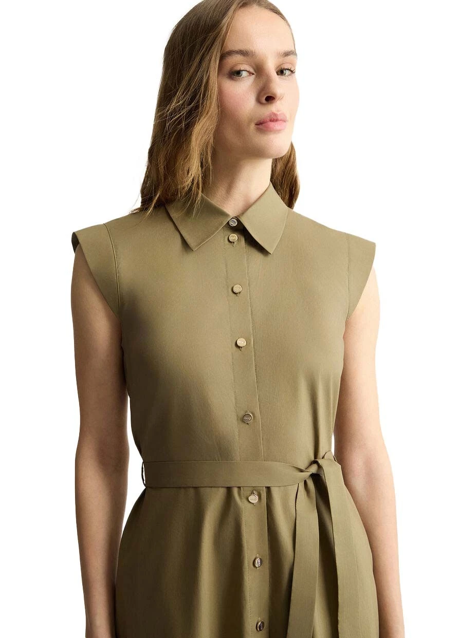 Poplin Sleevless Long Shirt Dress Gallery