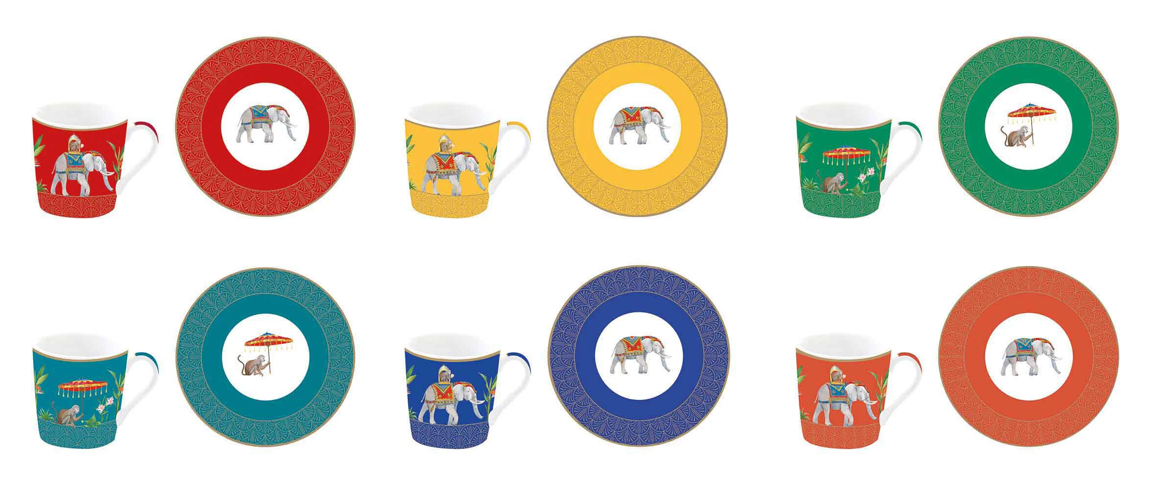 Set 6 coffee cups & saucers in porcelain 100 ml in gift box MARAJAH Gallery
