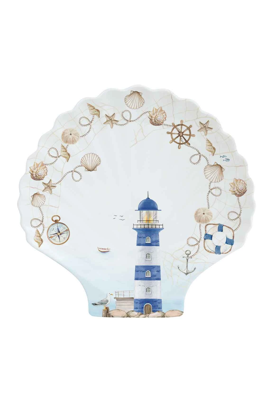 Porcelain Shell shaped plate 28x27 cm in colour Gallery
