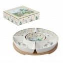 Appetizer set Ø 25 cm w/5 porc.bowls on bamboo tray in c.b. PARADISE SAUVAGE Gallery