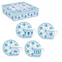 Set 4 porc.coffee cups & saucers 100 ml in gift box EXOTIC VIBES (VERS.BLUE) Gallery