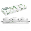 Porcelain appetizer set 37x10 cm w/3 bowls Ø 10 cm in color box HERBARIUM Gallery
