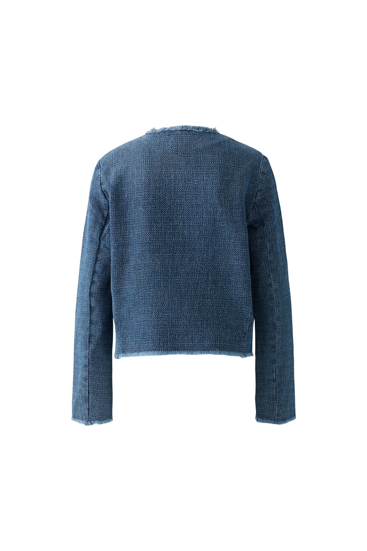 Frayed-Edge Boucle Jacket with Gold Buttons Gallery