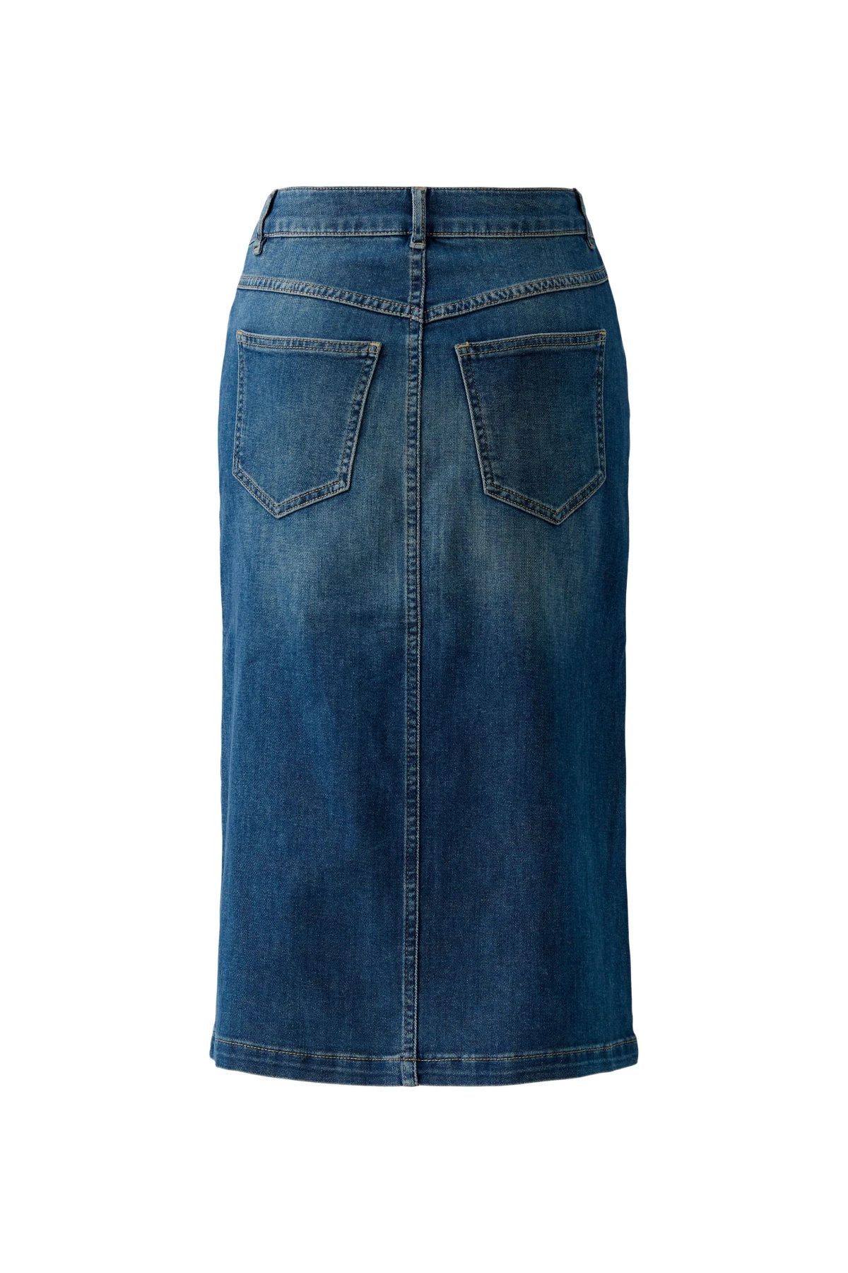 Denim Midi Skirt with Slit Gallery