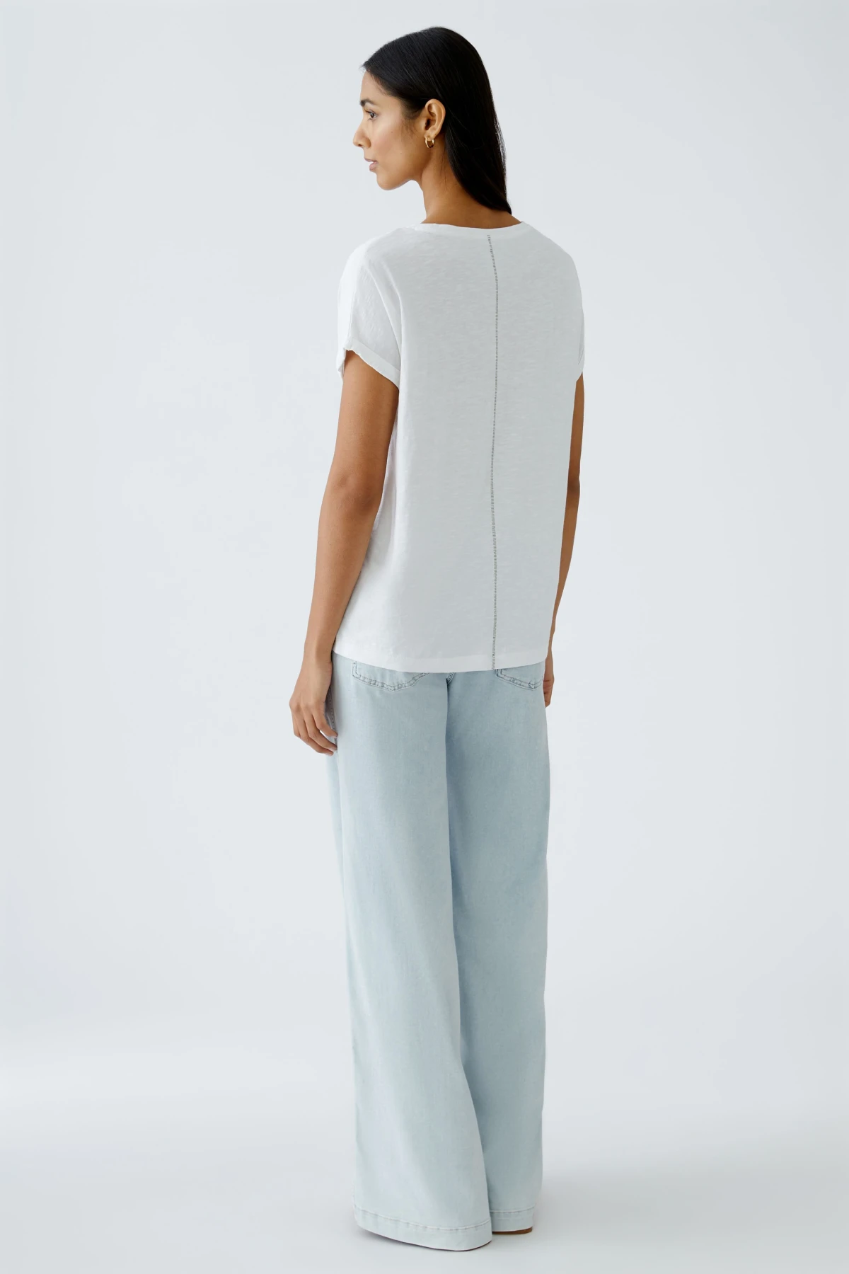 V-Neck T-Shirt with Multi-Colored "Oui" Graphic Gallery