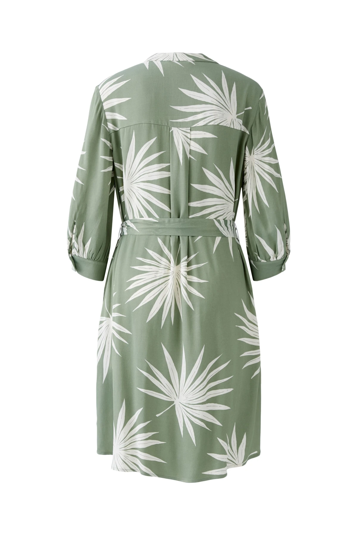 Tunic Dress with Palm Leaf Print and Tie Waist Gallery