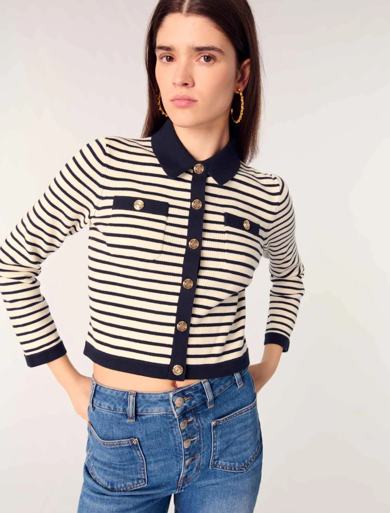 Ribbed Knit Cropped Cardigan Gallery