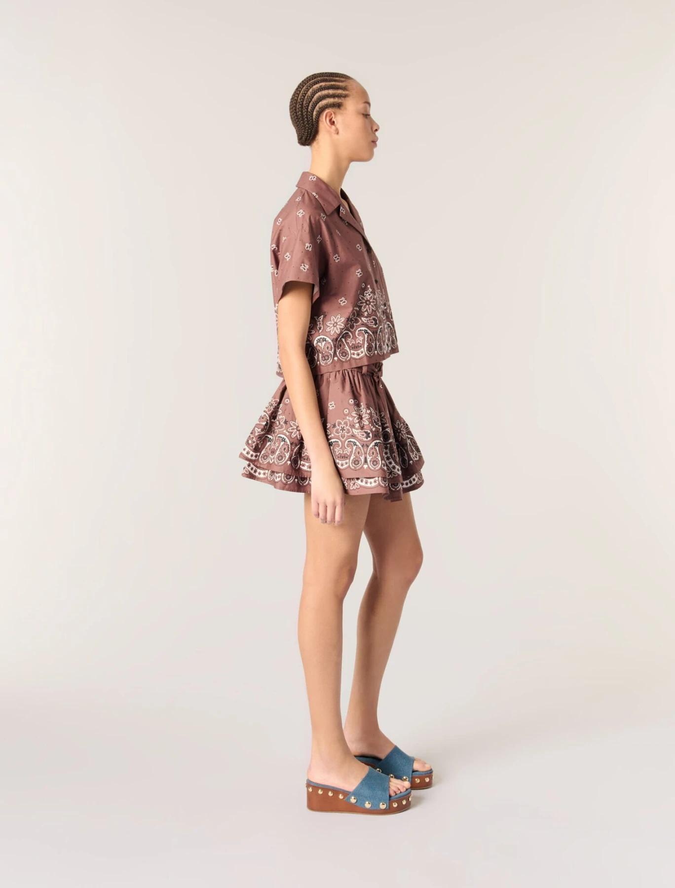 Patterned rhinestone cropped shirt
 Gallery