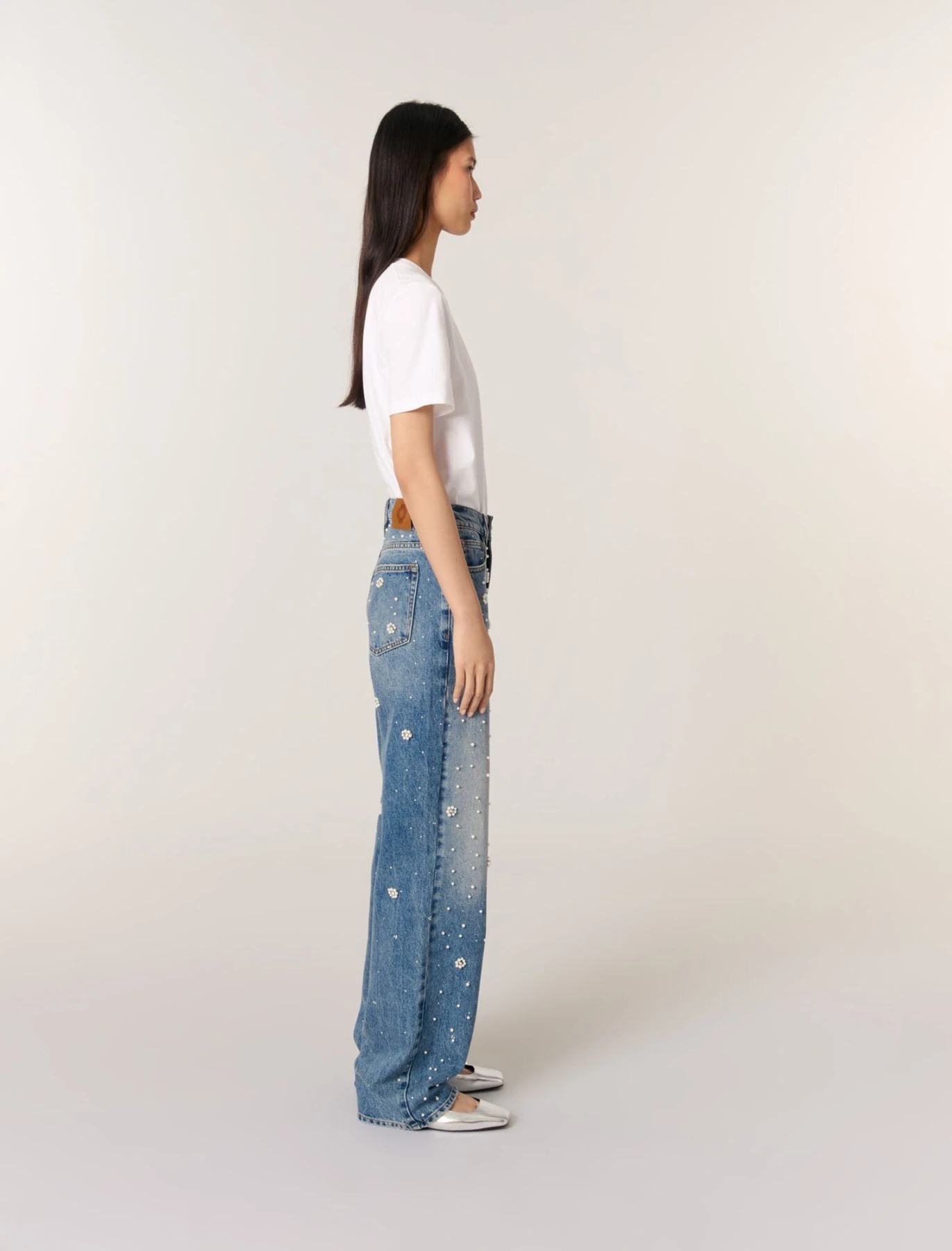 Wide-Leg Embroidered Jeans Gallery