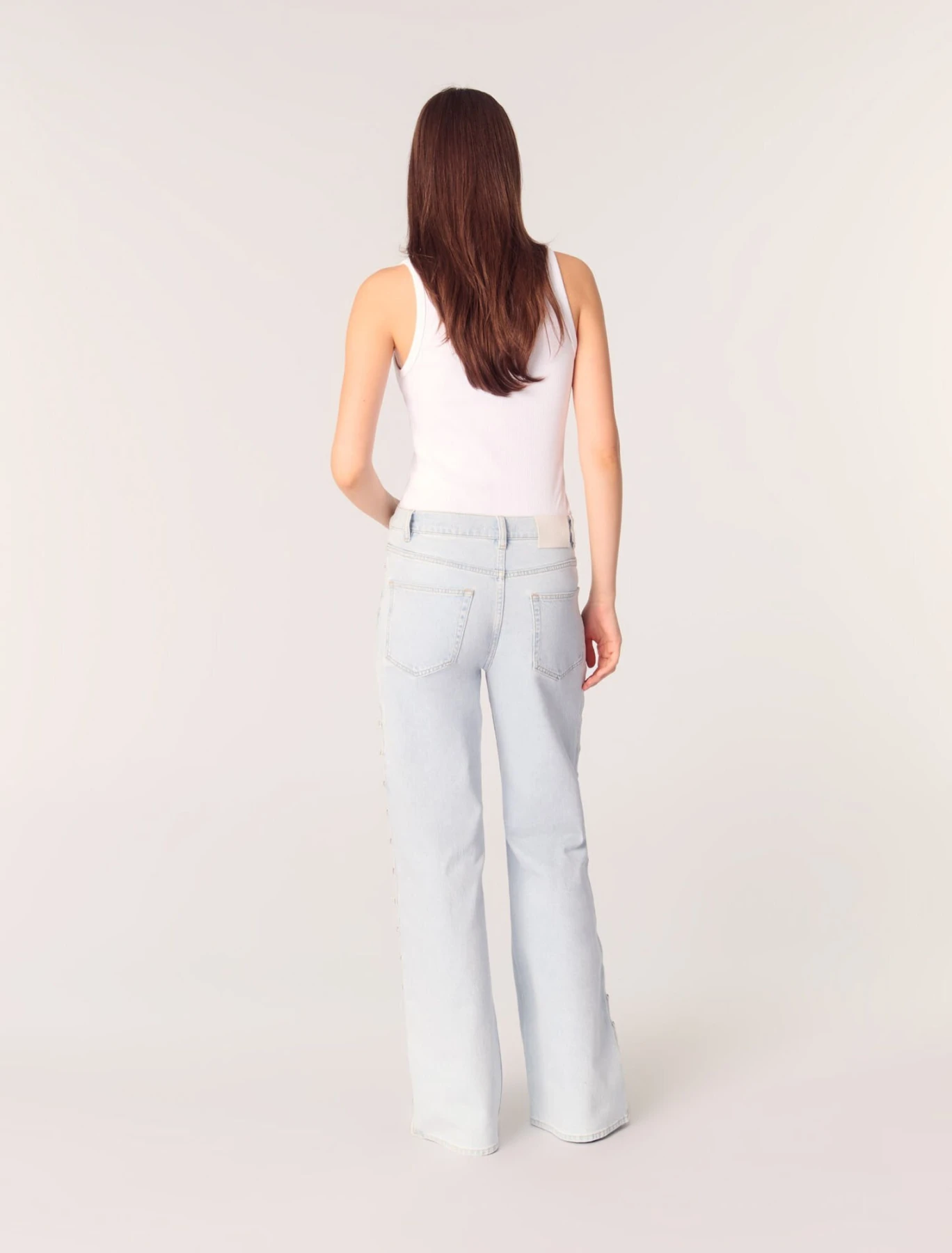 Wide-leg Rhinestone Cutaway Jeans Gallery
