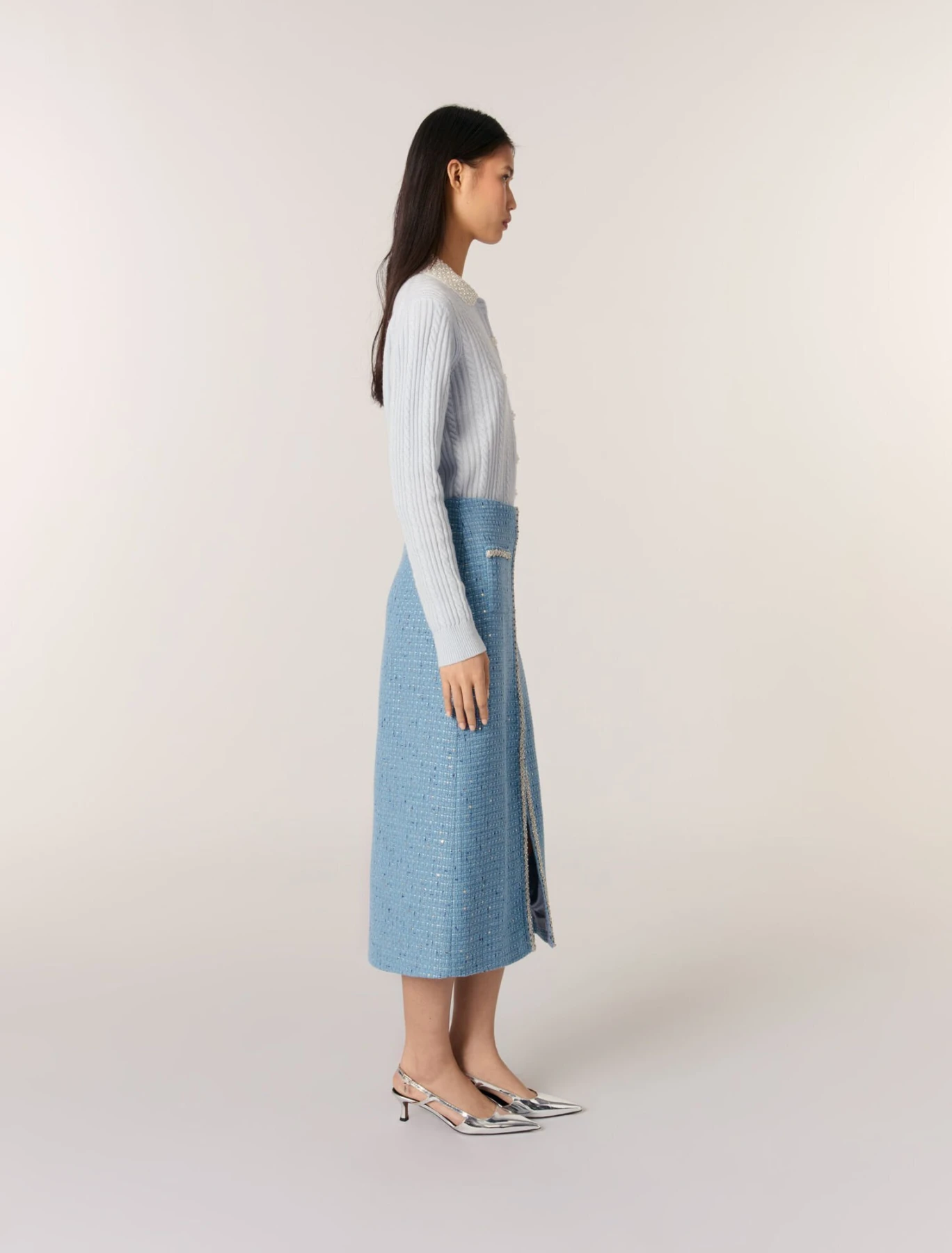 Sequin Tweed Midi Skirt Gallery
