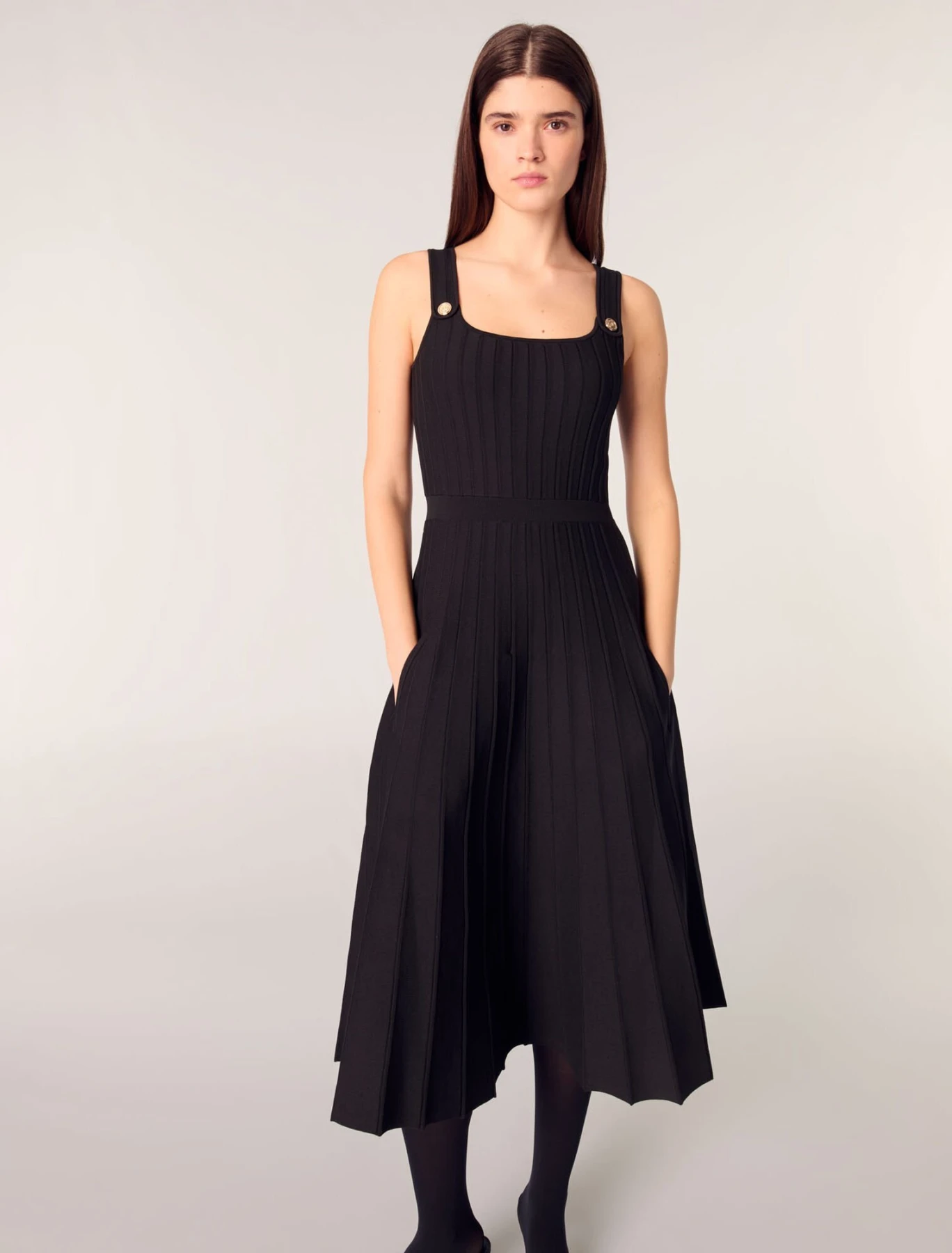 Midi Pleated Knit Dress Gallery