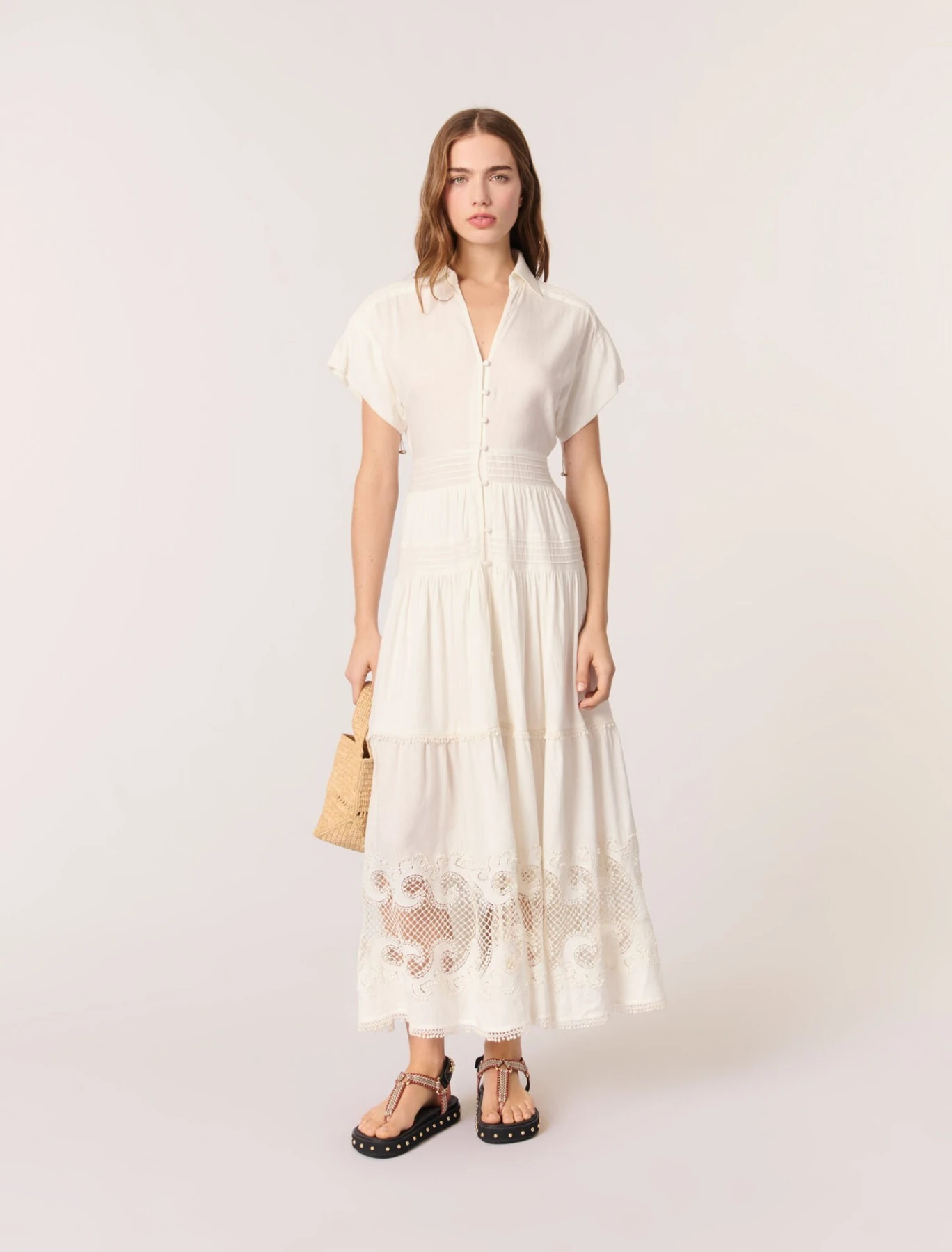 Embroidered ruffled maxi dress Gallery