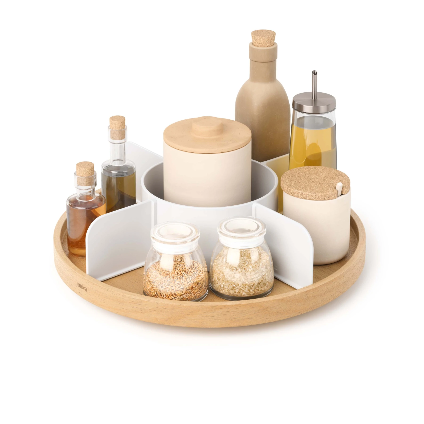 BELLWOOD LAZY SUSAN DIVIDED WHT/NAT Gallery