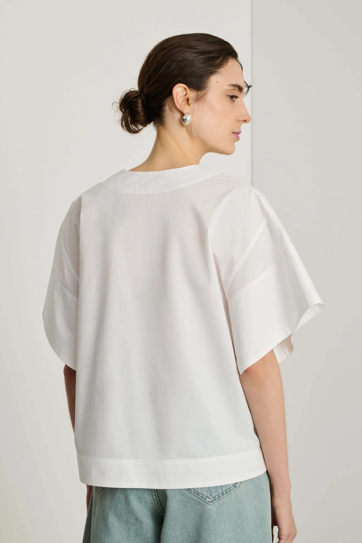 Asymmetric organic cotton poplin Top Gallery
