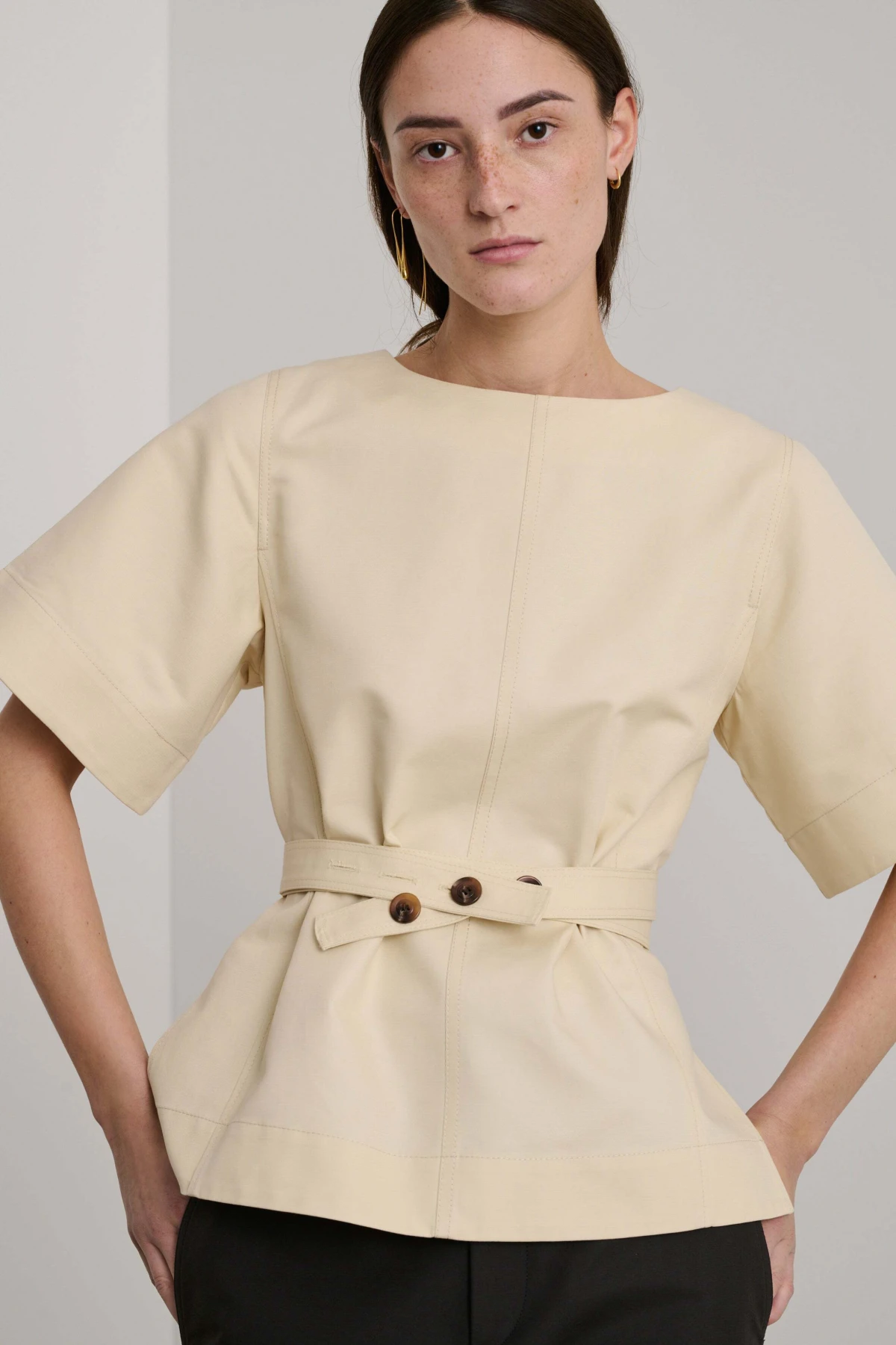 Structured double cotton top Gallery