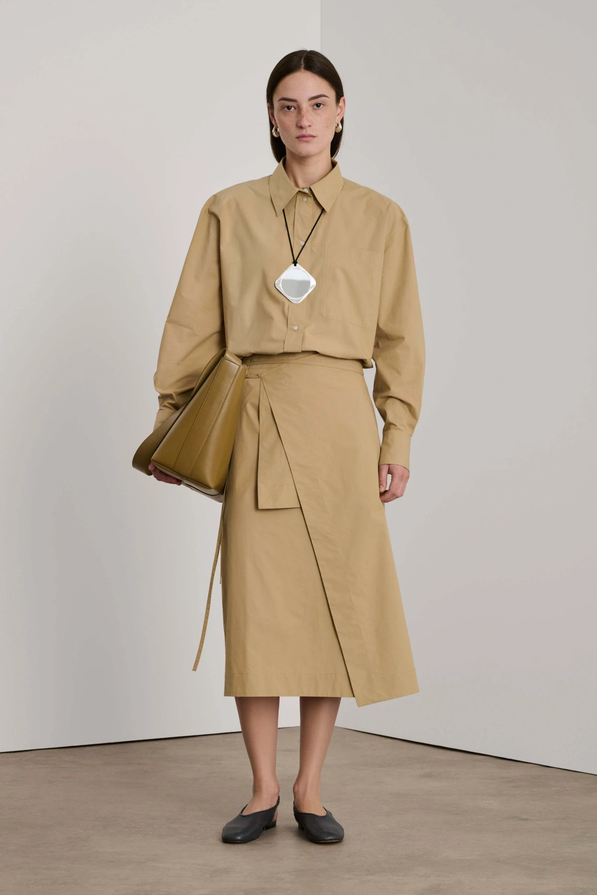 straight cut poplin wrap skirt Gallery