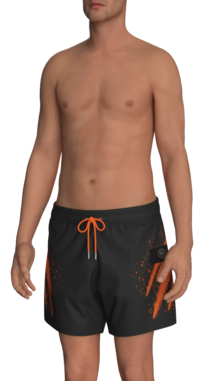 Swim Shorts with Splatter Print and Drawstring Gallery