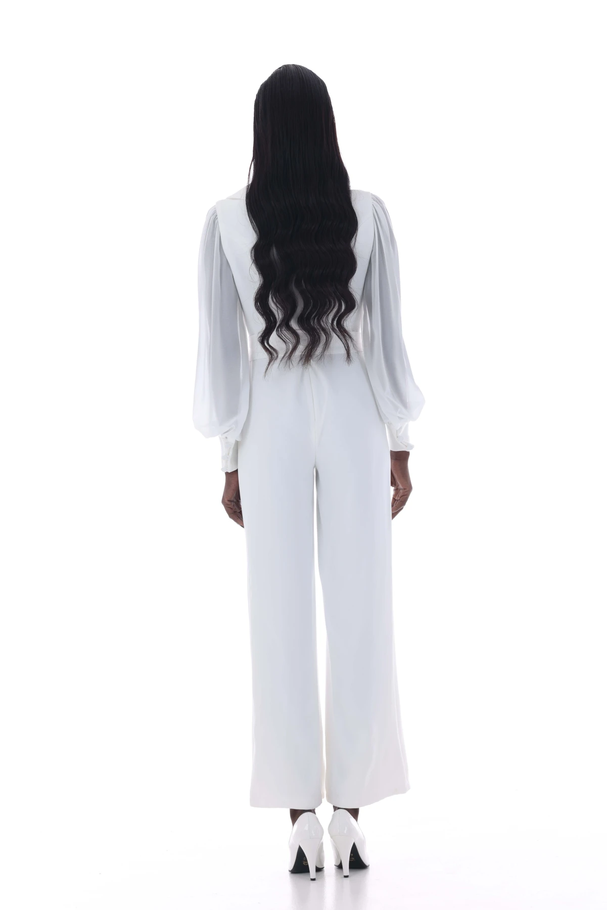 jeaninne" jumpsuit with sheer split sleeves Gallery