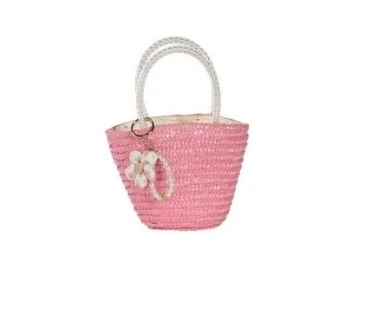 basket Tote Bag with pearl handle and removable bracelet - COQUETTE Gallery