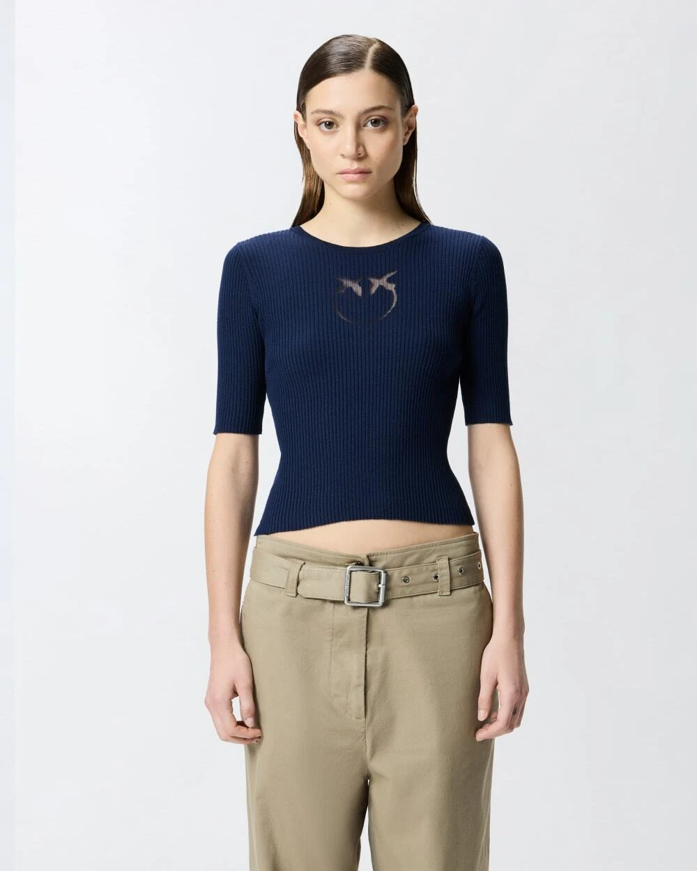 Slim-fit short-sleeved sweater Gallery