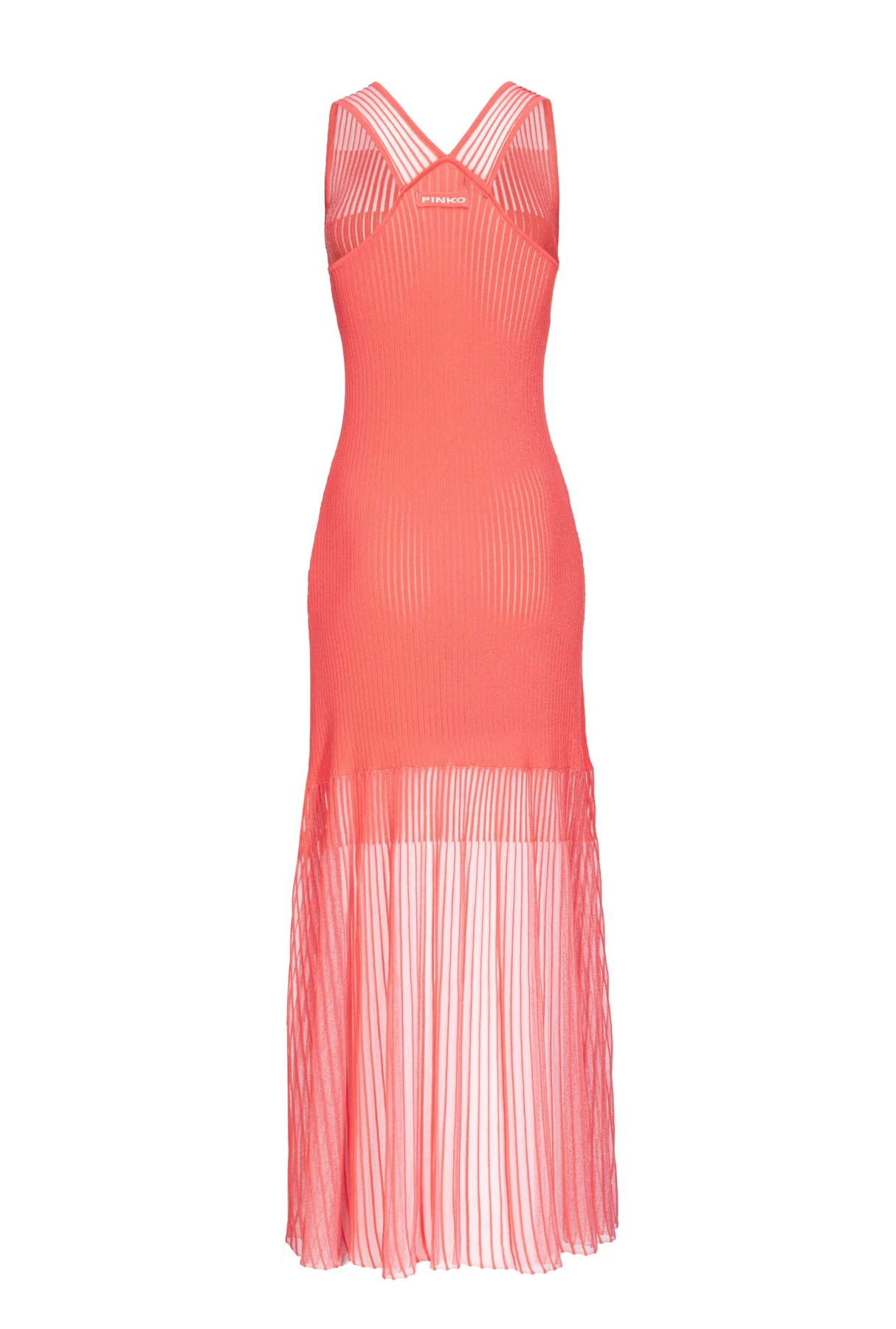 Rib Knit Long Dress with sheer Hem Gallery