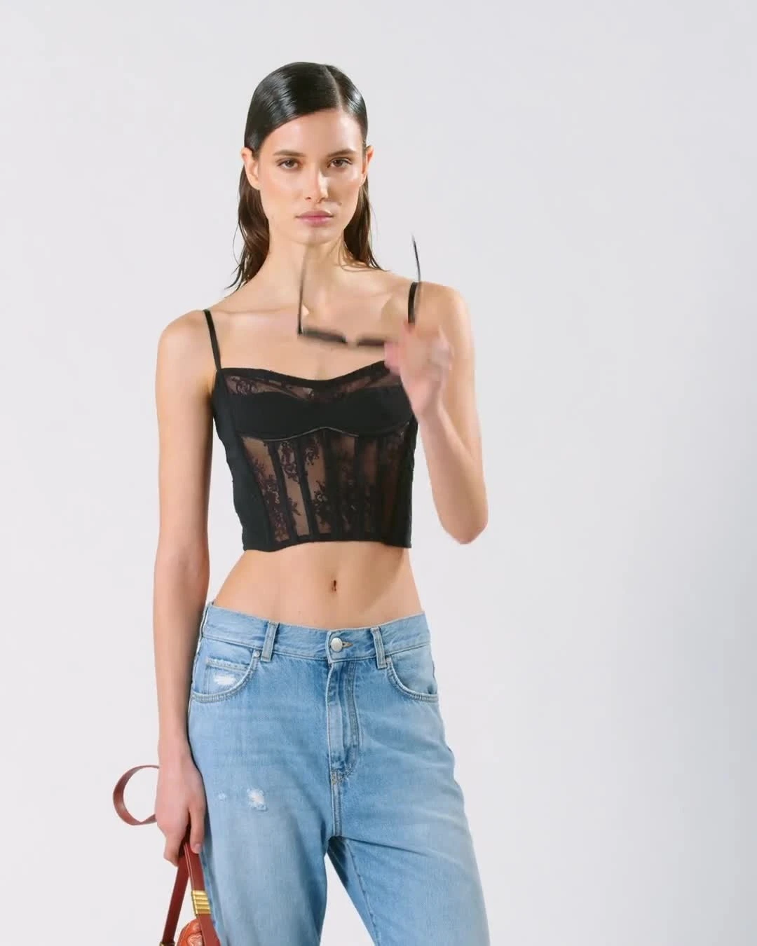 Lace bustier with thin shoulder straps Gallery