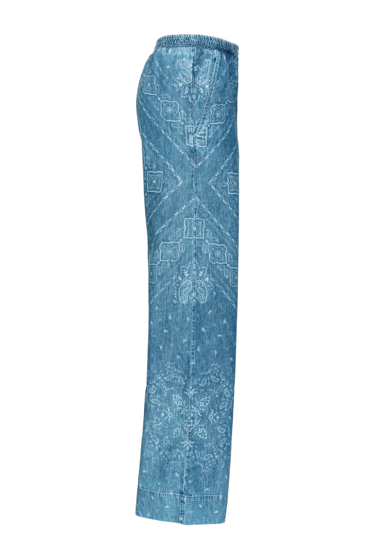 Wide-leg lightweight denim jeans with bandana print Gallery