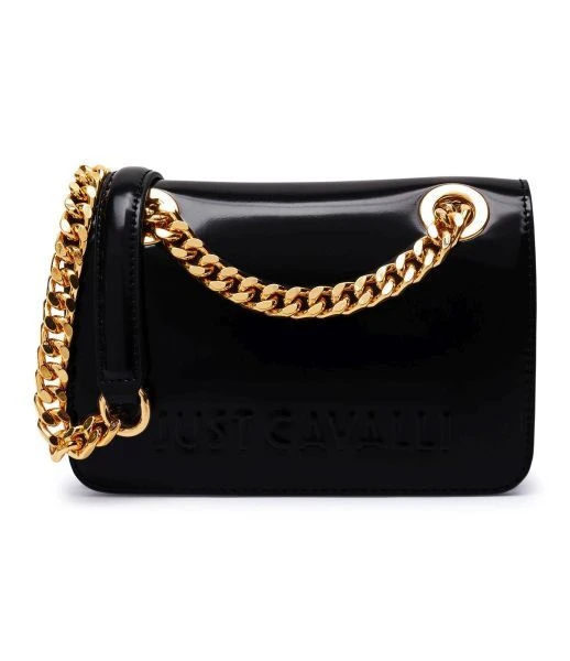 Patent Leather Chain Shoulder Bag with Zebra Print Scarf Gallery