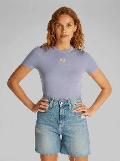 Washed Woven Label Rib Fit T-Shirt Gallery