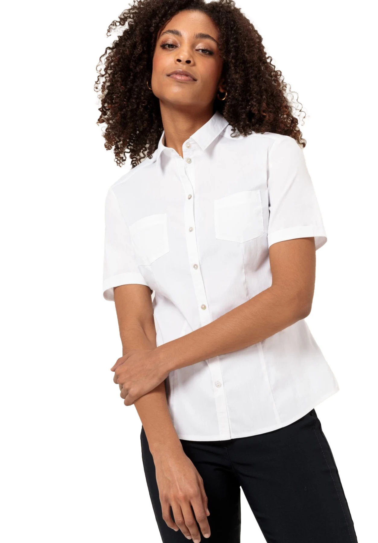Short-Sleeve Button-Up Shirt with Pockets Gallery