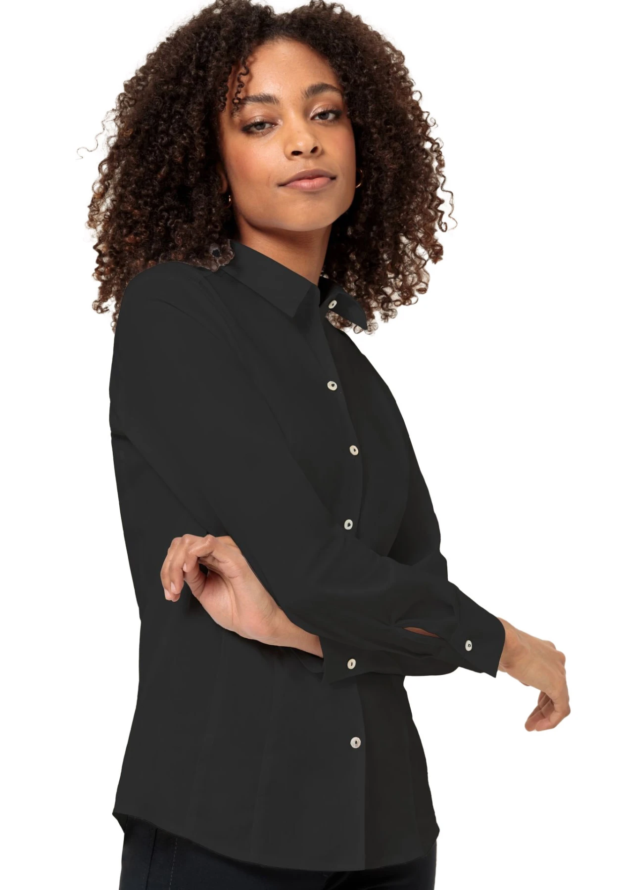 Long-Sleeve Button-Up Shirt with White Buttons Gallery