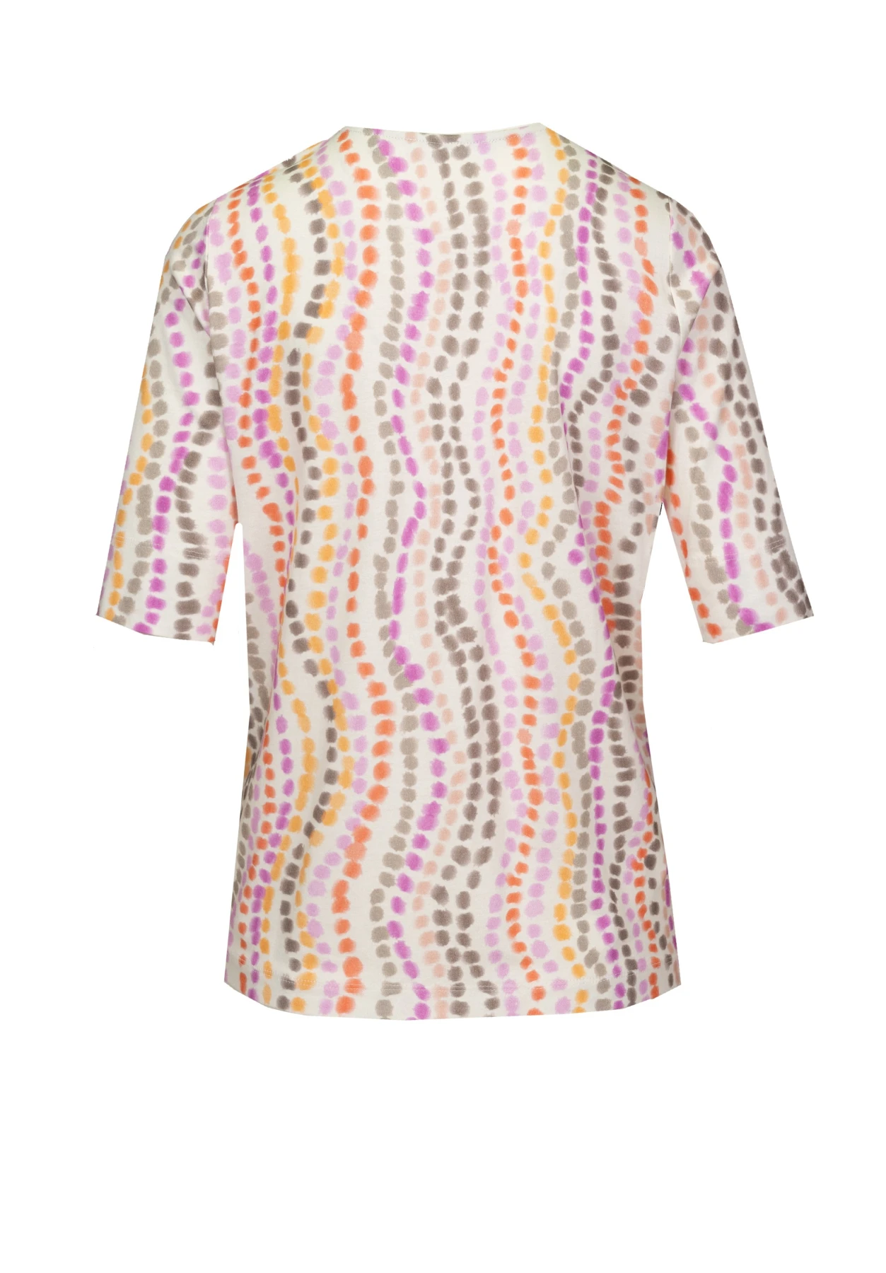 Multicolor Dotted Print T-Shirt with Elbow Sleeves Gallery