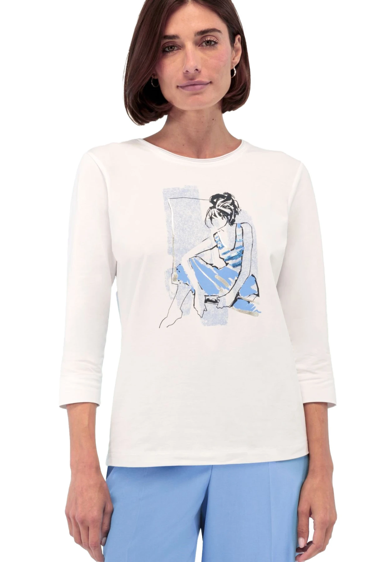 3/4 sleeves Slim straight fit Top Gallery