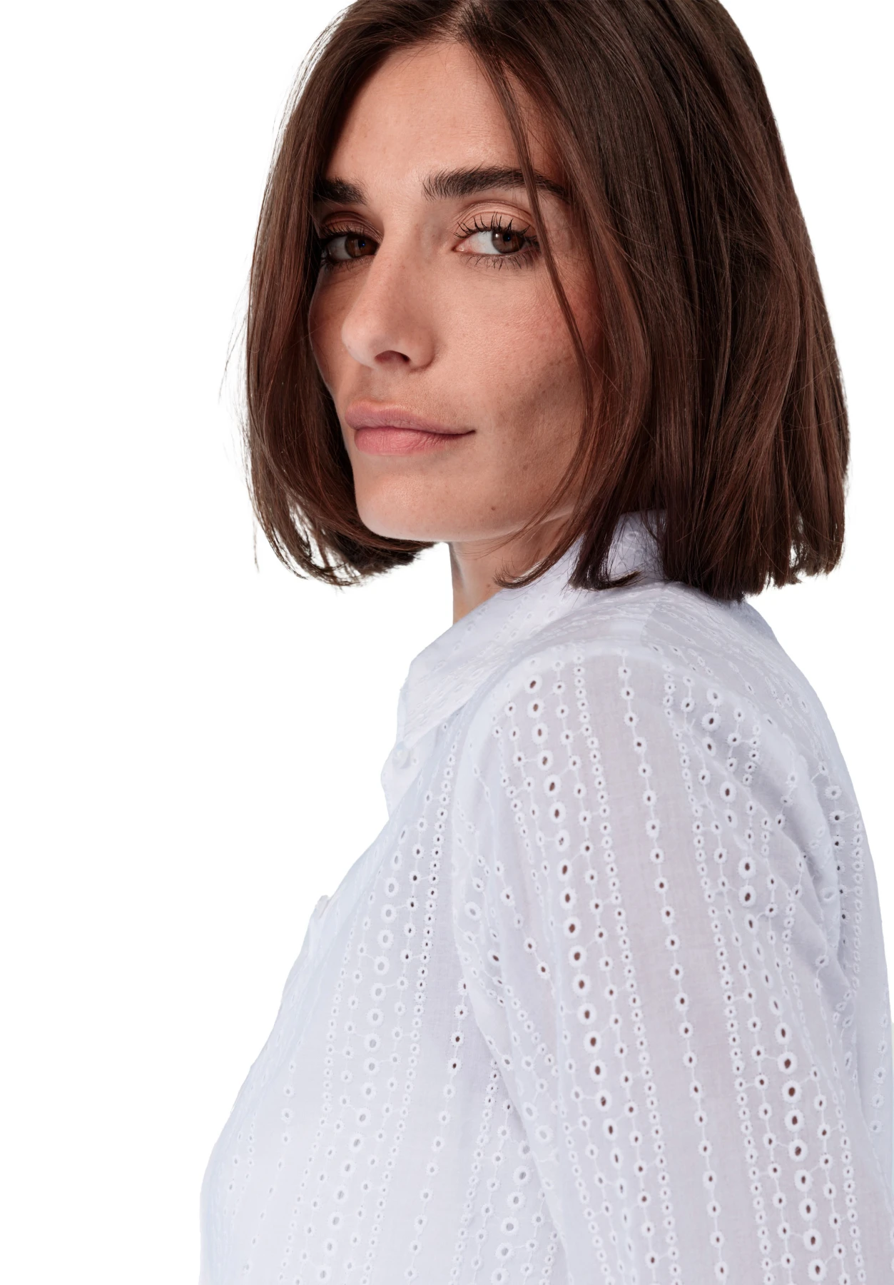 Adela Long Sleeve Eyelet Detail Blouse with Drawstring Hem Gallery