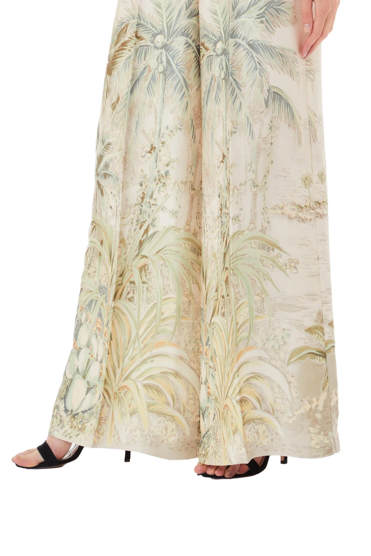 Printed Twill Palazzo Trousers Gallery