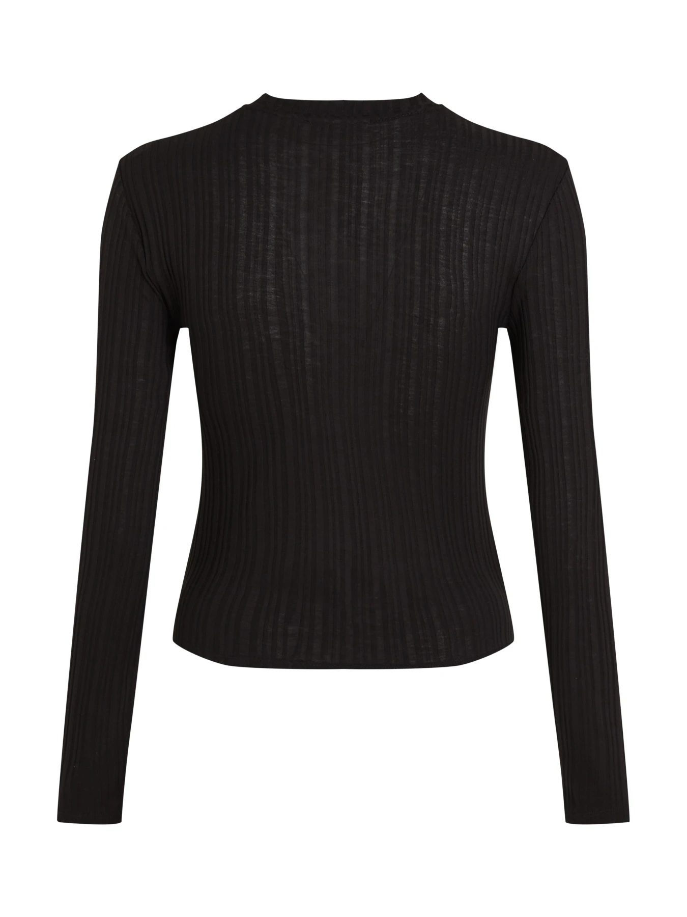 Slim Semi Sheer Ribbed Long Sleeve Top Gallery