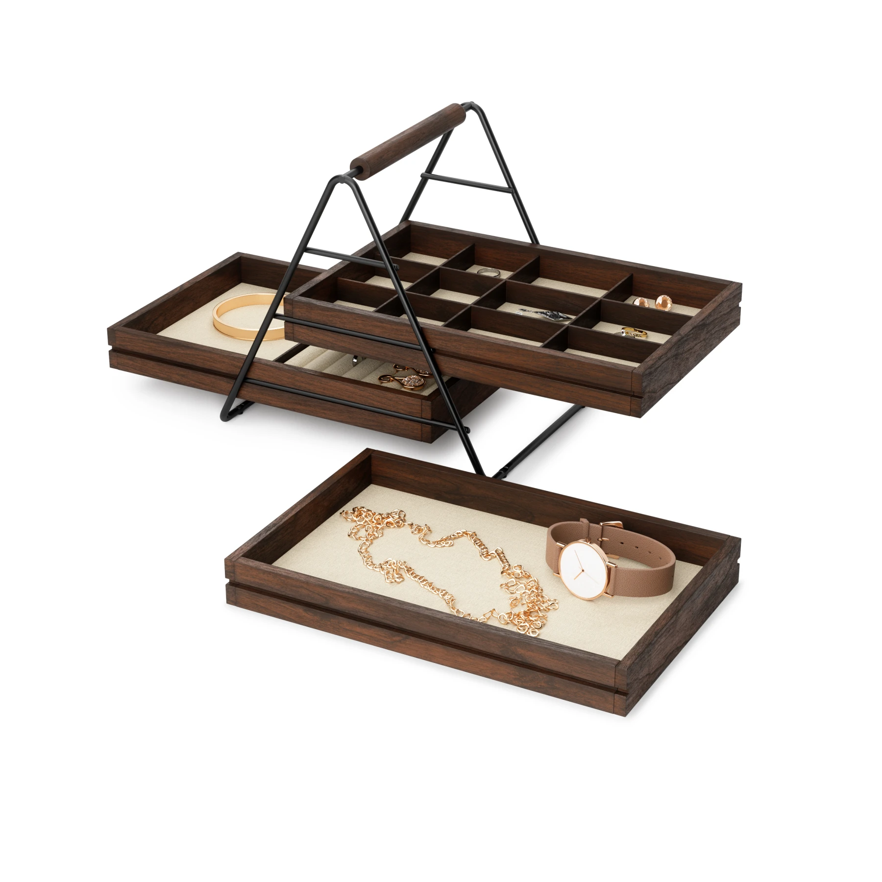 Terrace Jewelry Tray Black/Walnut Gallery