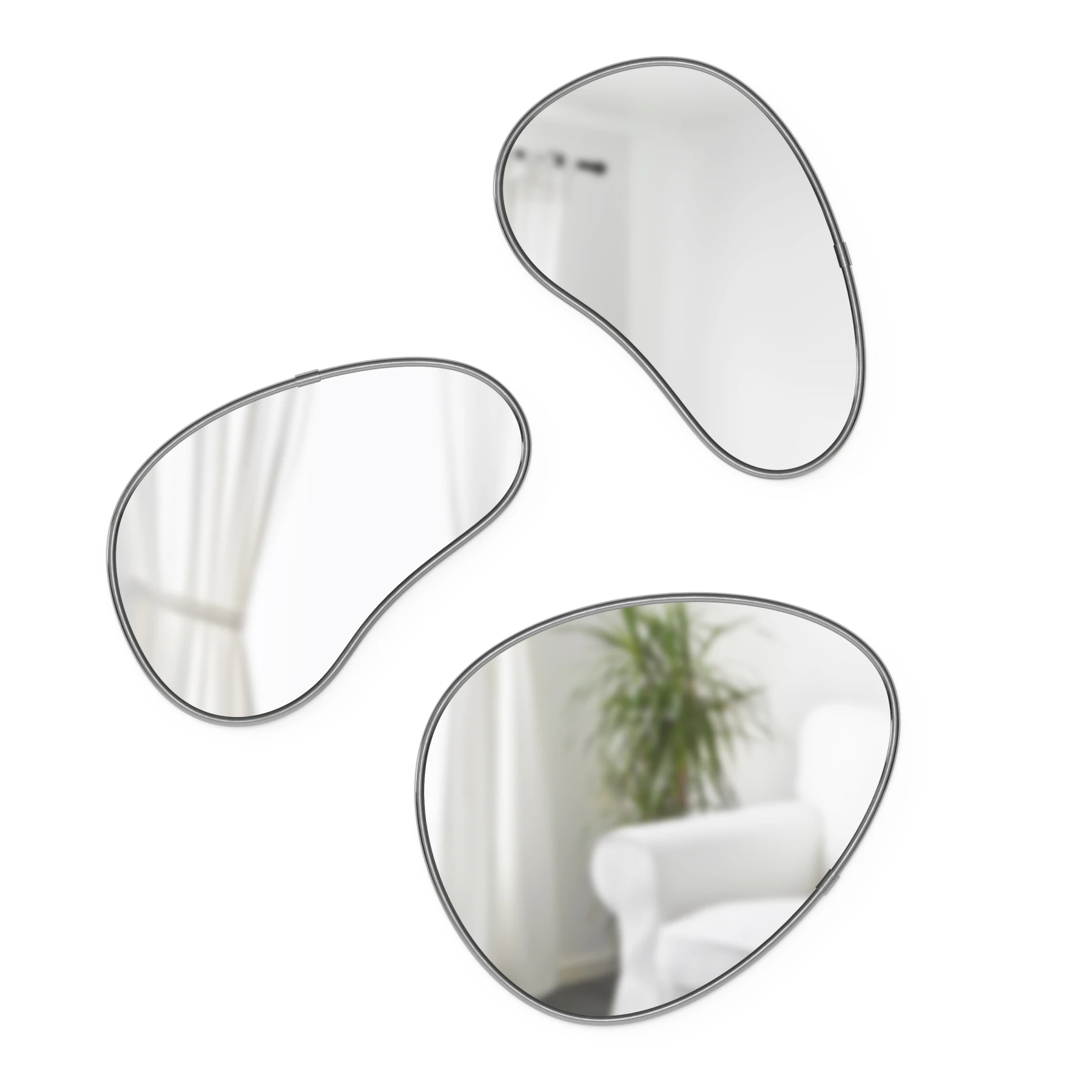 Hubba Pebble Mirror Set of 3 Matte Titanium Gallery