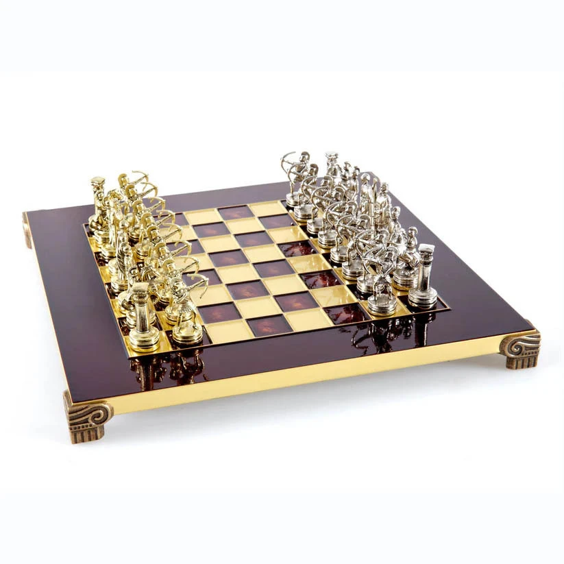Archers Metal Chess set with Gold & silver Chessmen & 28cm Chessboard in Blue Gallery
