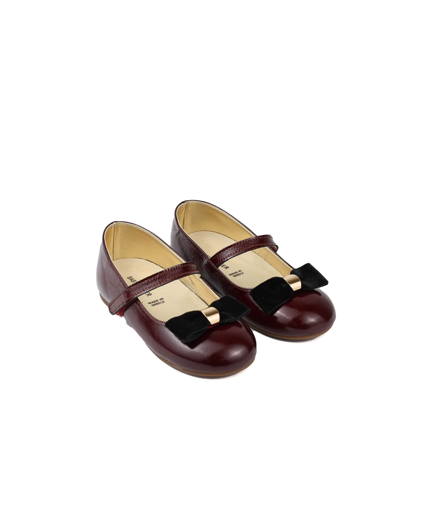 HAND MADE VELVET BOW EMBELLISHED SINGLE STRAP PATENT LEATHER BALLERINAS Gallery